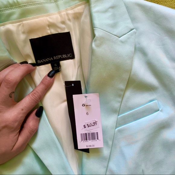 NWT Banana Republic Blue Spring Sateen Bla… - Picture 6 of 8